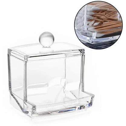 Acrylic Cotton Swab & Makeup Organizer with Lid