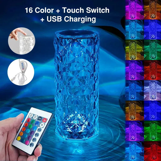 16 Colors LED Crystal Diamond Touch Table Lamp