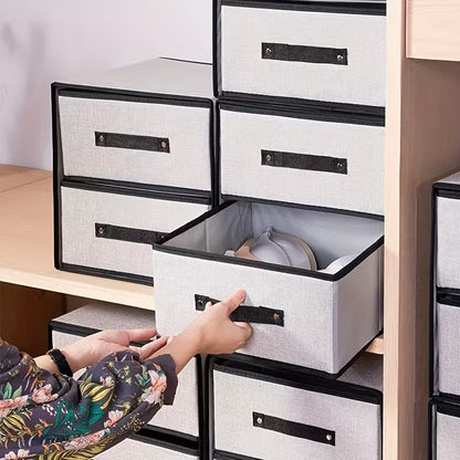 2-Drawer Fabric Storage Box Organizer | Washable Linen Drawer for Underwear, Bras & Socks