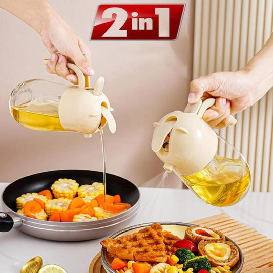 2-in-1 Oil Sprayer & Dispenser Bottle – Glass