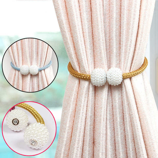 Magnetic Pearl Curtain Buckle Holders for Drapes – 2Pcs