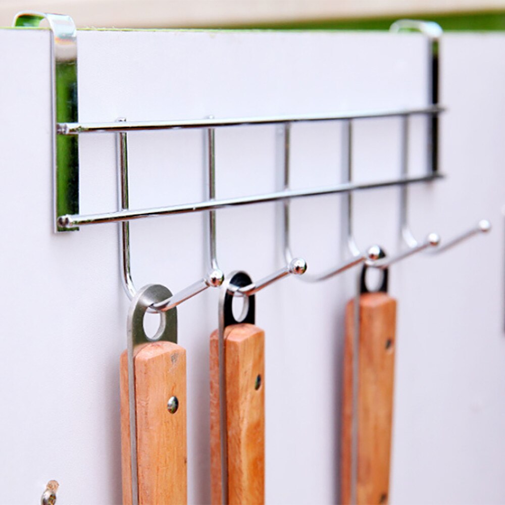 Stainless Steel 5 Hook Hanger Over The Cabinet Hanger Kitchen Accessories - 1Pc
