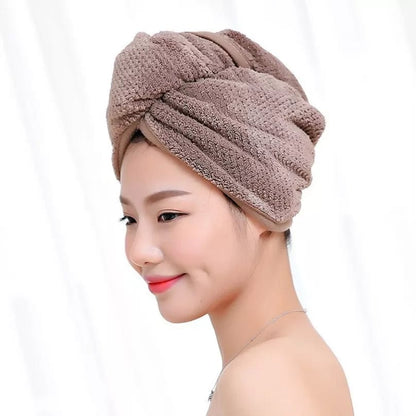 Microfiber Hair Drying Towel Turban Cap for Girls 1Pc