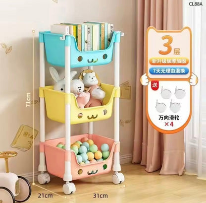 3-Tier Kids Toy Storage Trolley | Moveable 3 Layer Organizer for Toys & Books – Runstore.pk