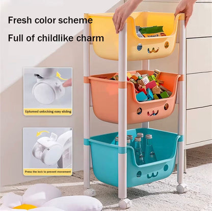 3-Tier Kids Toy Storage Trolley | Moveable 3 Layer Organizer for Toys & Books – Runstore.pk