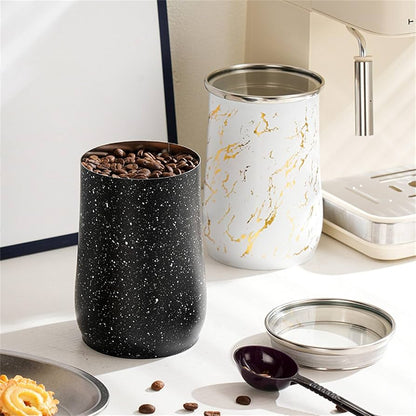 Airtight Coffee Bean Container – Marble Ceramic Storage Jar