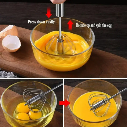 Stainless Steel Manual Egg Beater for Baking & Cooking