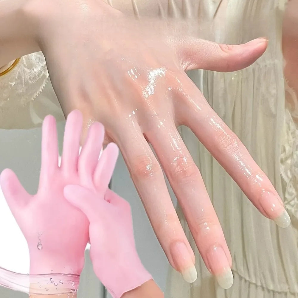 1 Pair Silicone Gel Moisturizing Gloves | Soft Spa Hand Care Gloves for Dry Hands | Hydrating, Exfoliating & Anti-Crack Skin Repair Gloves