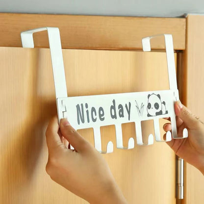 Metal Door Hook Hanger Organizer with 6 Hooks