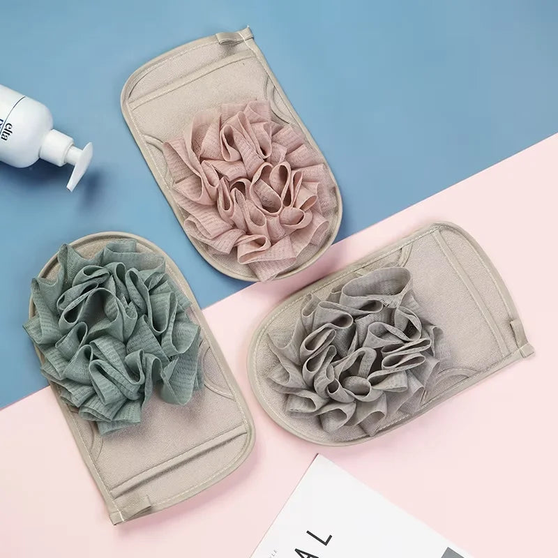 Exfoliating Bath Gloves Set – Body Scrubber, Back Strap & Sponge Kit