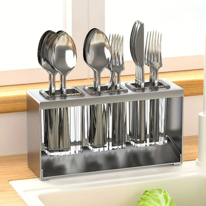 Stainless Steel Kitchen Cutlery Holder with Drain