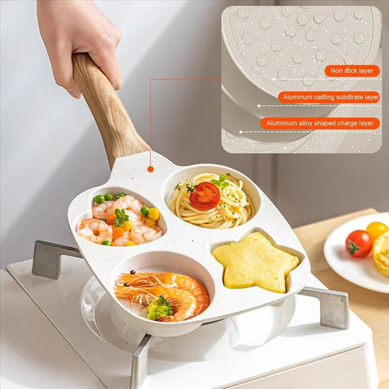 4-Hole Nonstick Egg Fry Pan – Aluminium Omelette & Pancake Maker