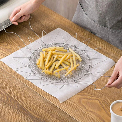 Foldable Fry Basket Stainless Steel – Deep Fry Strainer Chef Tool