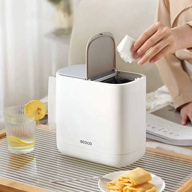 Ecoco Tissue Organizer with Trash Bin Modern Household Storage