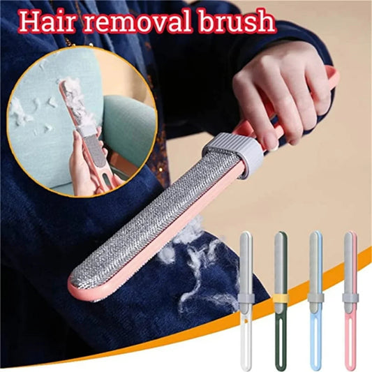 Hair removal brush with close-up inset and additional brushes displayed.