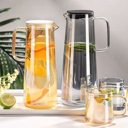 1.8L Glass Pitcher with Lid – Heat Resistant Water Jug with Handle