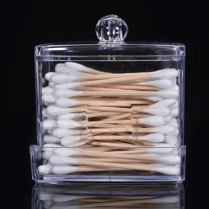 Acrylic Cotton Swab & Makeup Organizer with Lid
