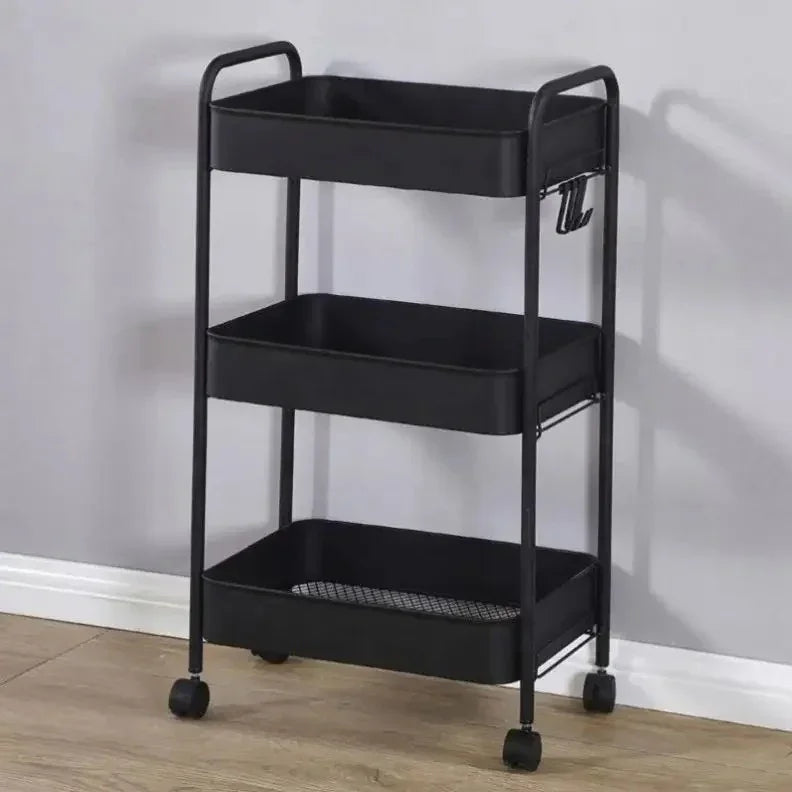 3 Layer Stainless Steel Kitchen Trolley with Wheels | Imported 3 Tier Metal Cart