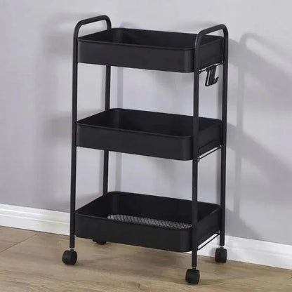 3 Layer Stainless Steel Kitchen Trolley with Wheels | Imported 3 Tier Metal Cart