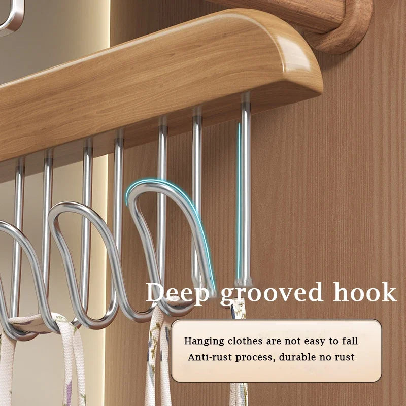 Wooden Suspender Hanger with 8 Hooks