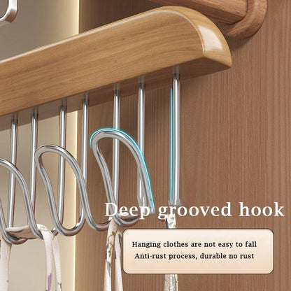 Wooden Suspender Hanger with 8 Hooks