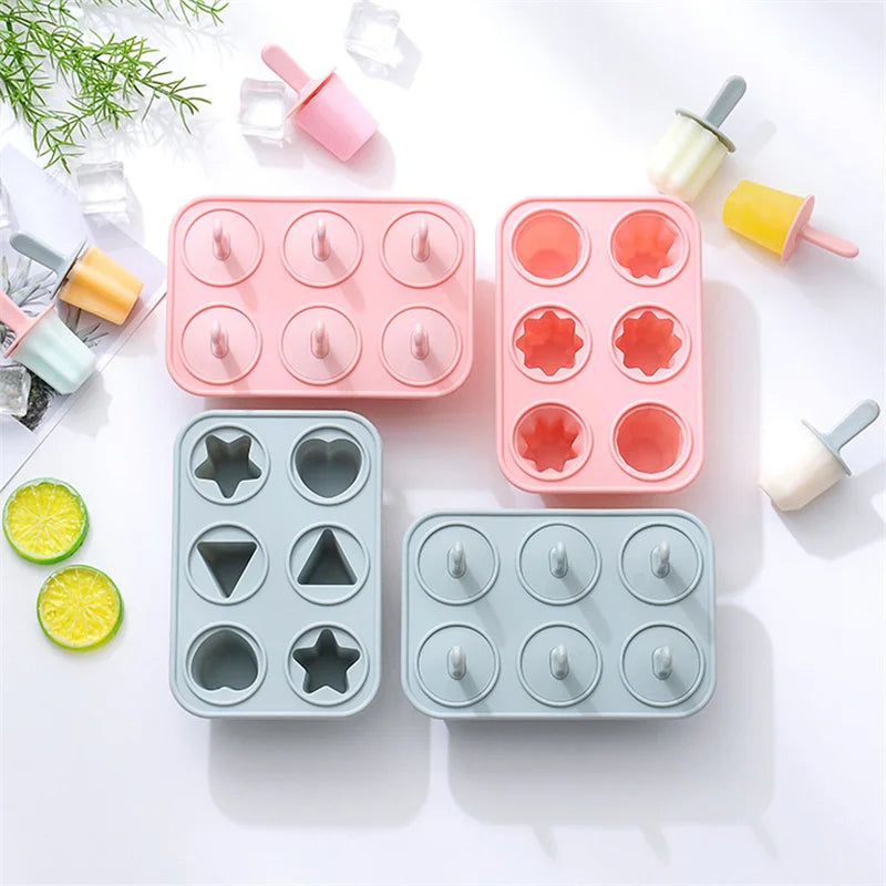 Kids Silicone Ice Cream Mold Tray with Handle