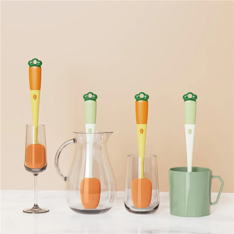 3-in-1 Cartoon Carrot Bottle Brush Set