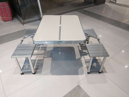 Portable Folding Camping Table Set with 4 Chairs – Aluminum Alloy, Lightweight & Compact