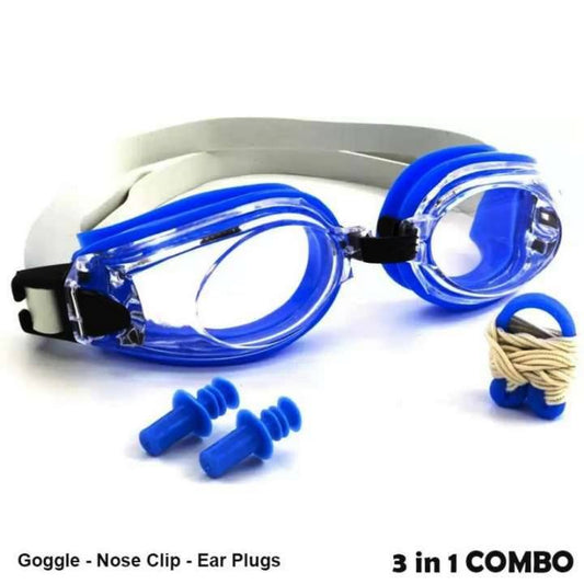 3-in-1 Waterproof Anti-Fog UV Protection Swimming Goggles Set