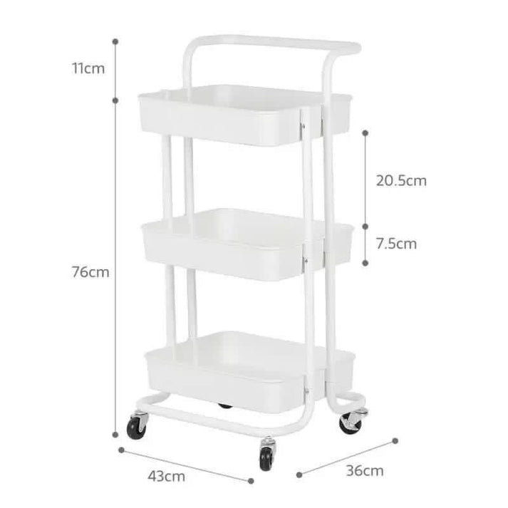 3 Layer Multipurpose Kitchen Trolley with Wheels – Vegetable & Fruit Storage Basket Rack