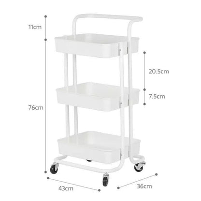 3 Layer Multipurpose Kitchen Trolley with Wheels – Vegetable & Fruit Storage Basket Rack
