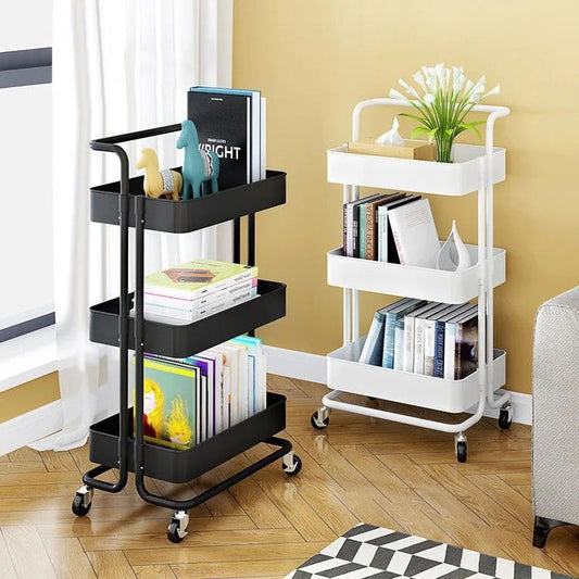 3 layer kitchen trolley with wheels vegetable storage rack