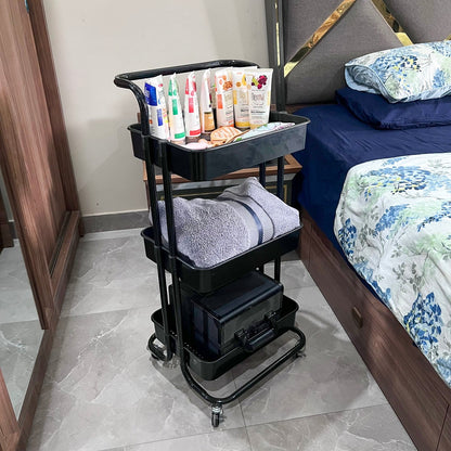 3 Layer Multipurpose Kitchen Trolley with Wheels – Vegetable & Fruit Storage Basket Rack