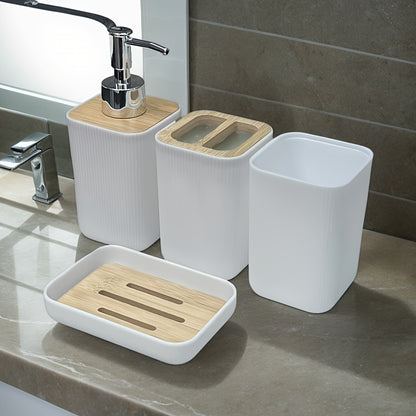 4pcs Bathroom Dispenser Set with Organizer Rack