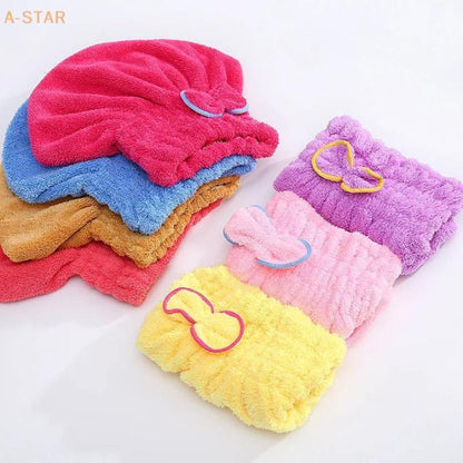 Microfiber Quick-Dry Hair Wrap Towel Bowknot Bath Spa Cap