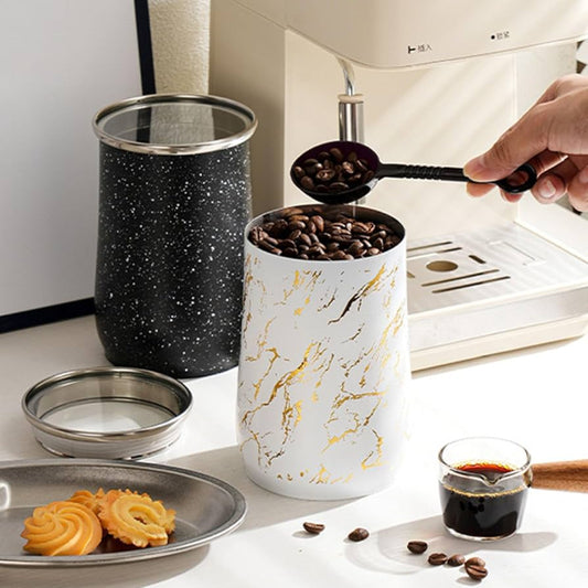 Airtight Coffee Bean Container – Marble Ceramic Storage Jar