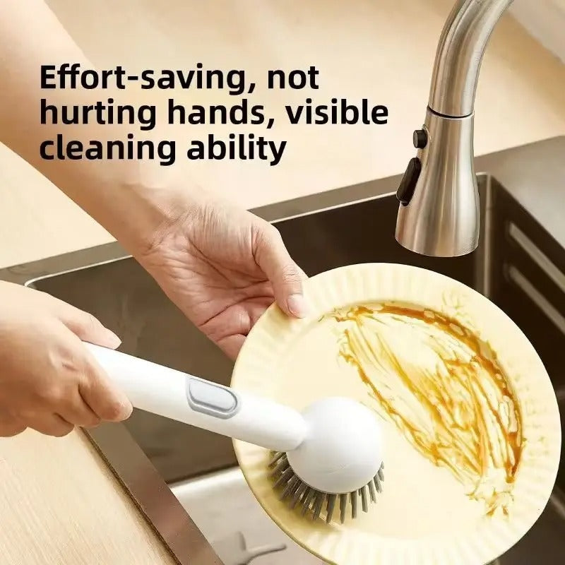 360 degree kitchen cleaning brush with liquid dispenser