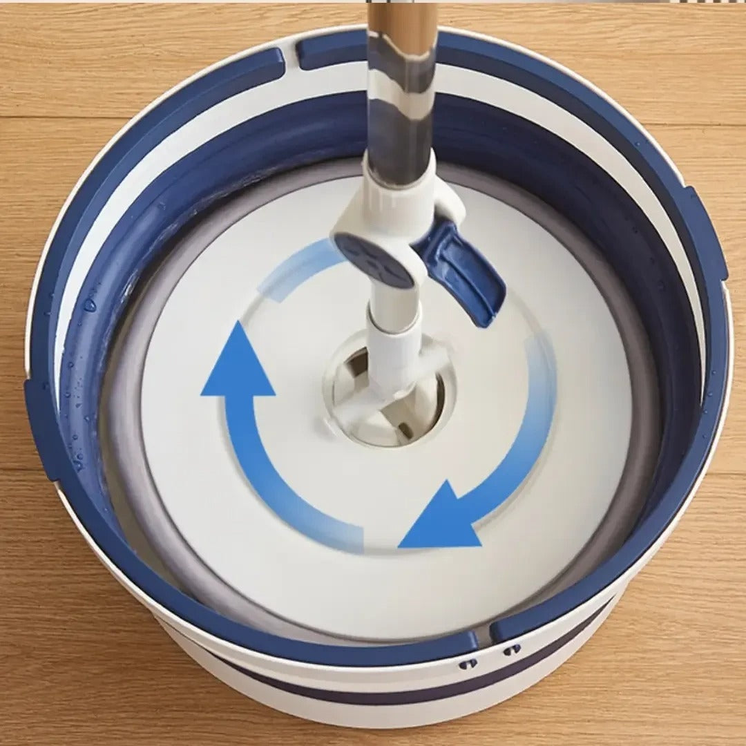 360° microfiber flat mop with hands-free wringer bucket