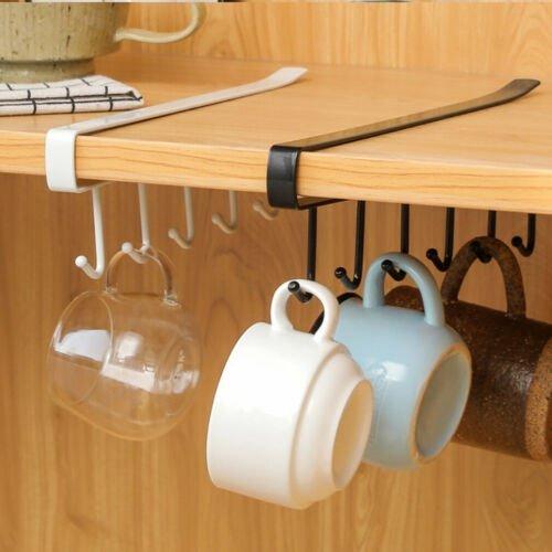 Stainless Steel Under-Cabinet Mug Holder with 6 Hooks