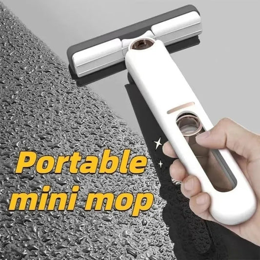 Portable Mini Sponge Mop Self-Squeeze | Magic Absorbent Hand Press Cleaning Mop for Kitchen, Bathroom & Car
