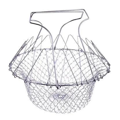 Foldable Fry Basket Stainless Steel – Deep Fry Strainer Chef Tool