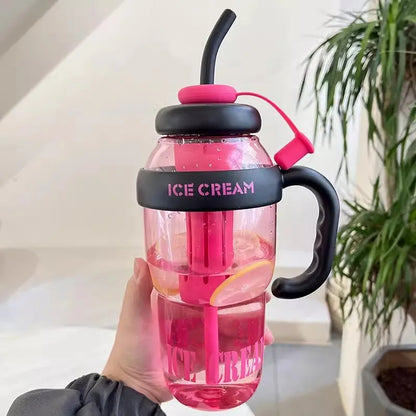 1200ml Sports Water Bottle with Straw and Lid