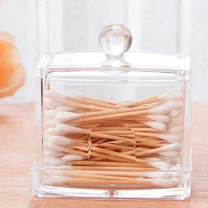Acrylic Cotton Swab & Makeup Organizer with Lid