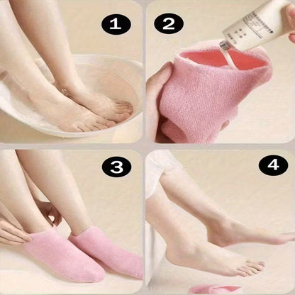 1 Pair Women's Gel Moisturizing Socks for Cracked Heels | Foot Hydration & Repair | Soft Silicone Heel Protector Socks | Dry Feet & Heel Care Socks