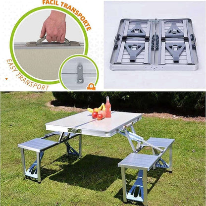 Portable Folding Camping Table Set with 4 Chairs – Aluminum Alloy, Lightweight & Compact