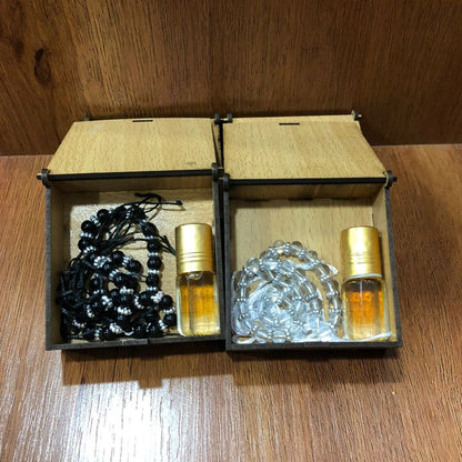 Ramadan Wooden Gift Box With Tasbeeh + ittar