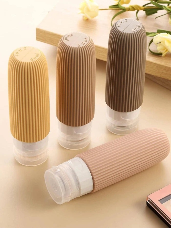 4-piece silicone travel bottle set for toiletries