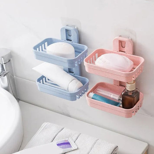 Wall-Mounted Double Layer Soap Dish Holder