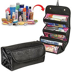 Roll-N-Go Hanging Makeup Bag Travel Toiletries and Jewelry Organizer
