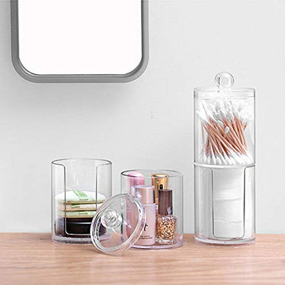 Acrylic Cotton Pad & Swab Organizer – Round Transparent Box
